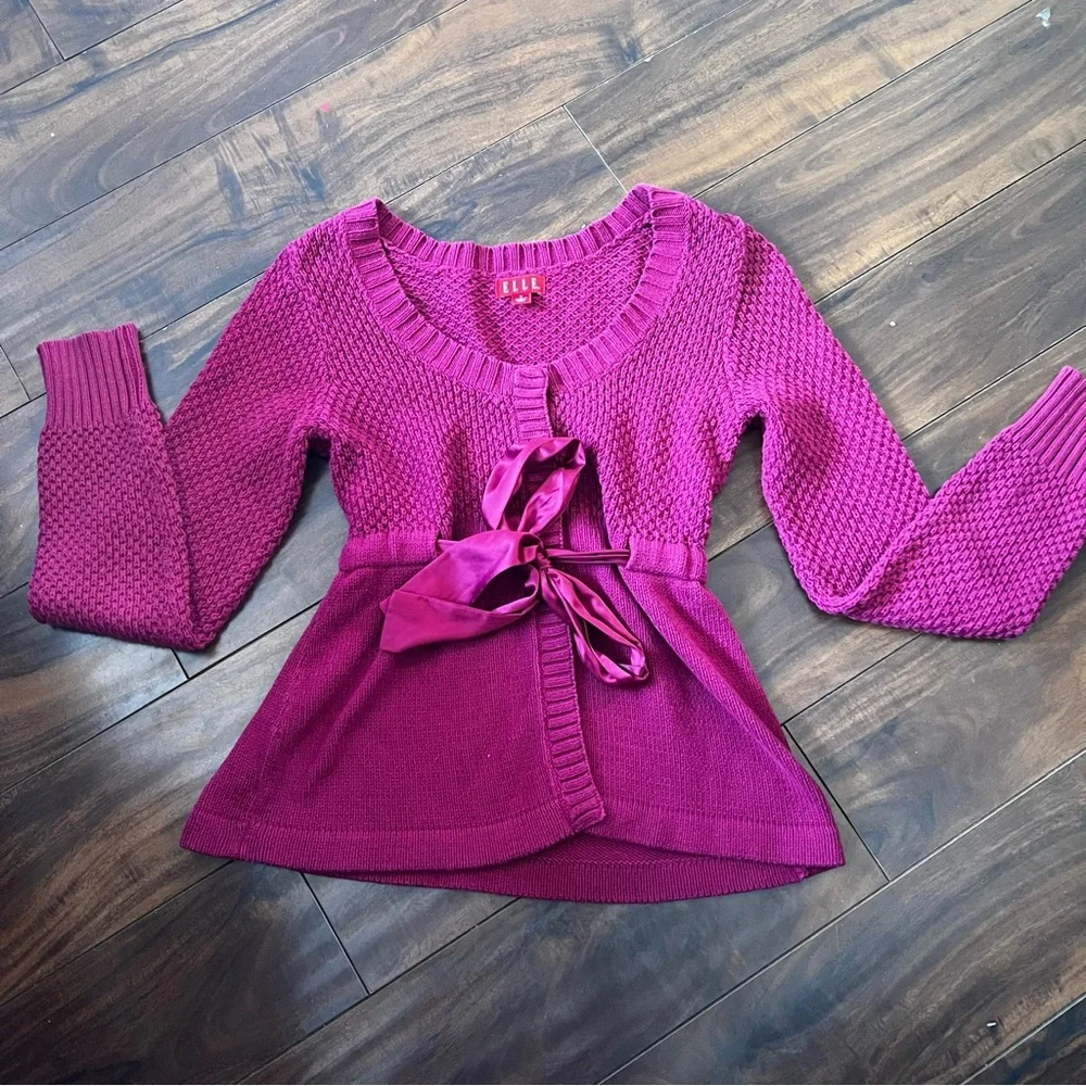 Elle Fuchsia Knit Sweater - Picture 2 of 4